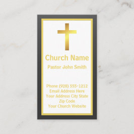 Church Pastor Elegant Simple Black Guld Visitkort