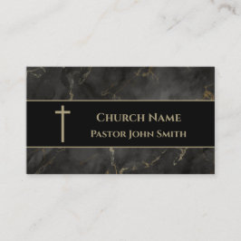 Church Pastor Guld och Black Marble Christian Visitkort
