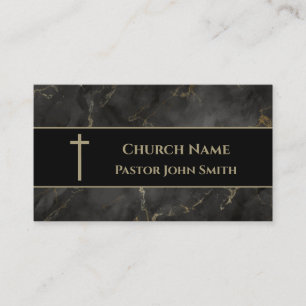 Church Pastor Guld och Black Marble Christian Visitkort