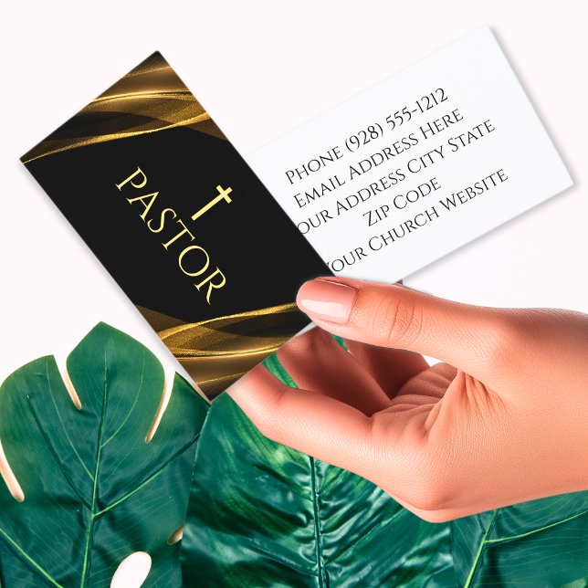 Church Pastor Guld och Black Marble Christian Visitkort (Church Pastor Gold and Black Marble Christian Business Card)