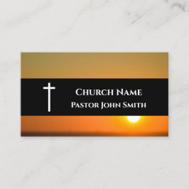 Church Pastor Orange Sunset Black Christian Visitkort