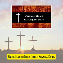Church Pastor RUSTIC Leather Christian Magnetiska Visitkort