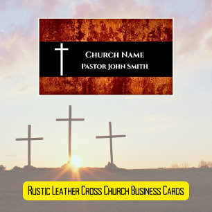 Church Pastor RUSTIC Leather Christian Magnetiska Visitkort