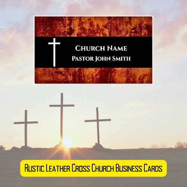 Church Pastor RUSTIC Leather Christian Magnetiska Visitkort (Skapare uppladdad)
