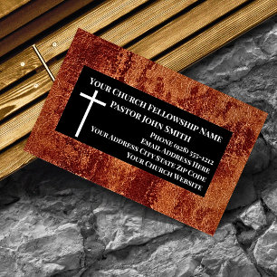 Church Pastor RUSTIC Leather Christian Visitkort