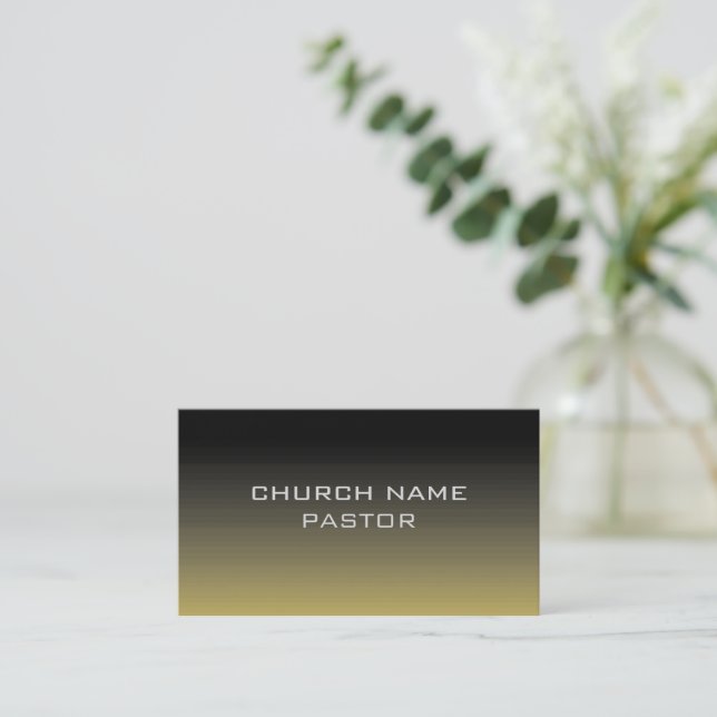 Church Pastor Shaded Guld Black Christian Visitkort (Stående Fram)