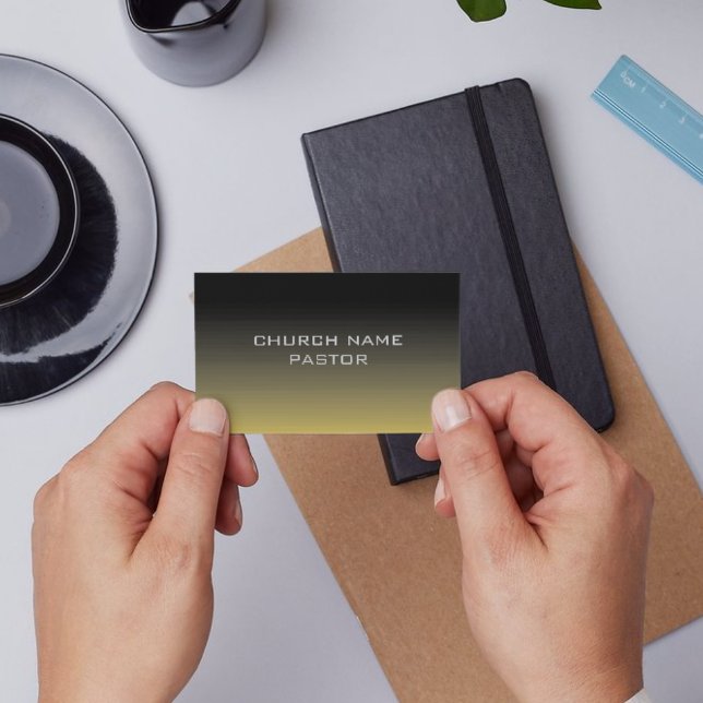 Church Pastor Shaded Guld Black Christian Visitkort (Church Pastor Shaded Gold Black Christian Business Card)