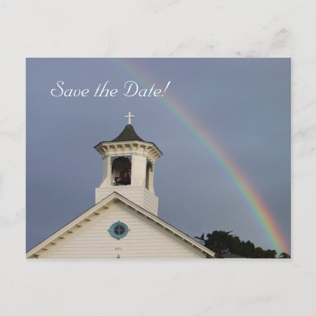 Church Rainbow Save the Date Meddelande Vykort (Framsida)