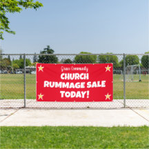 Church Rummage Sale! Anpassningsbarnas banderoll