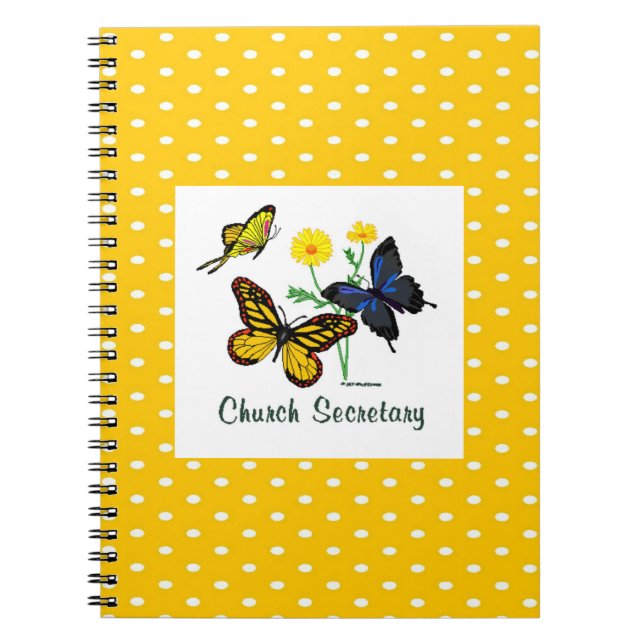 Church Secretary Butterflies Notebook Anteckningsbok (Framsidan)