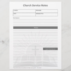 Church Service Christian Bible Notes Grått Brevhuvud