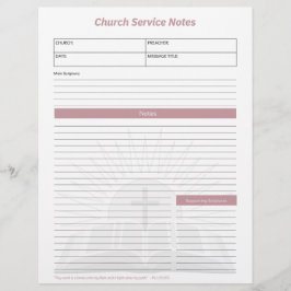 Church Service Christian Bible Notes Rosa Brevhuvud