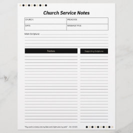 Church Service Christian Black Notes Brevhuvud