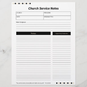 Church Service Christian Black Notes Brevhuvud