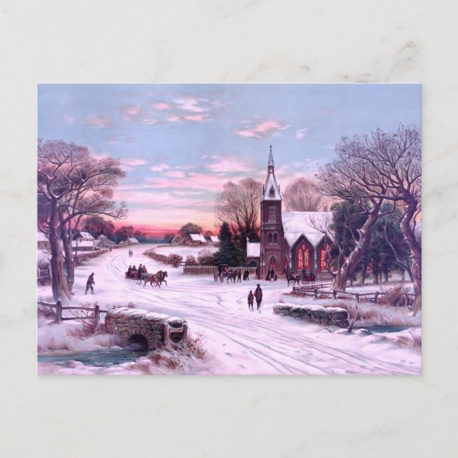 Church Services-jul-Kväll-morgon Helg Vykort (Framsida)