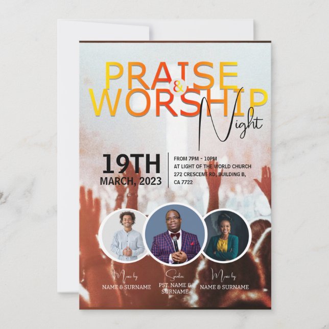 Church Söndag Service Anpassade Flyer Design Inbjudningar (Framsida)