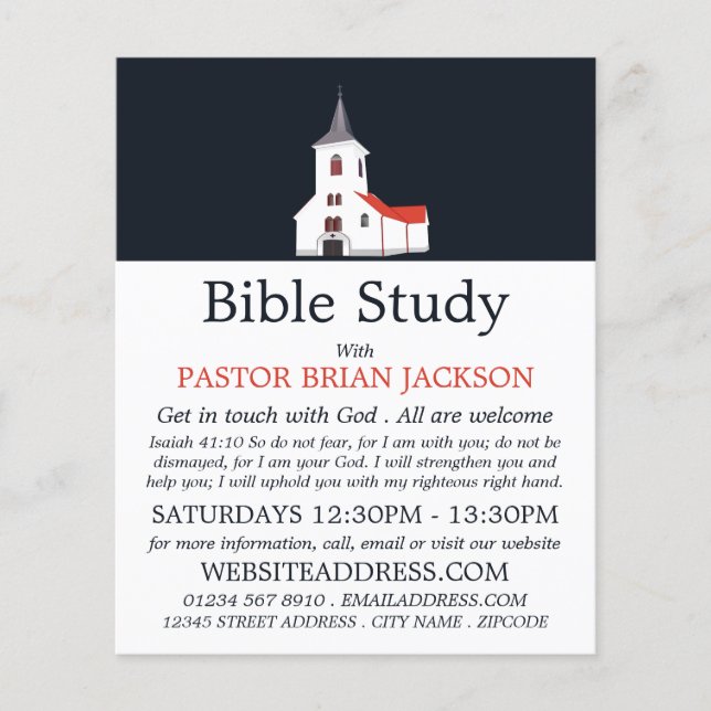 Church Steeple, Christian Bible Class Advert Flygblad (Framsidan)