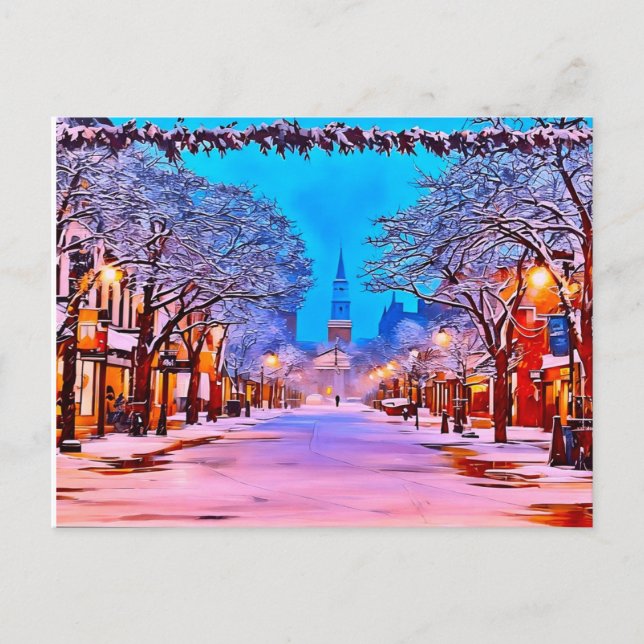 Church Street Burlington Vermont Vinter Vykort (Framsida)