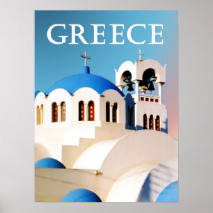 Church Tak och Bell Torn Grekland Poster