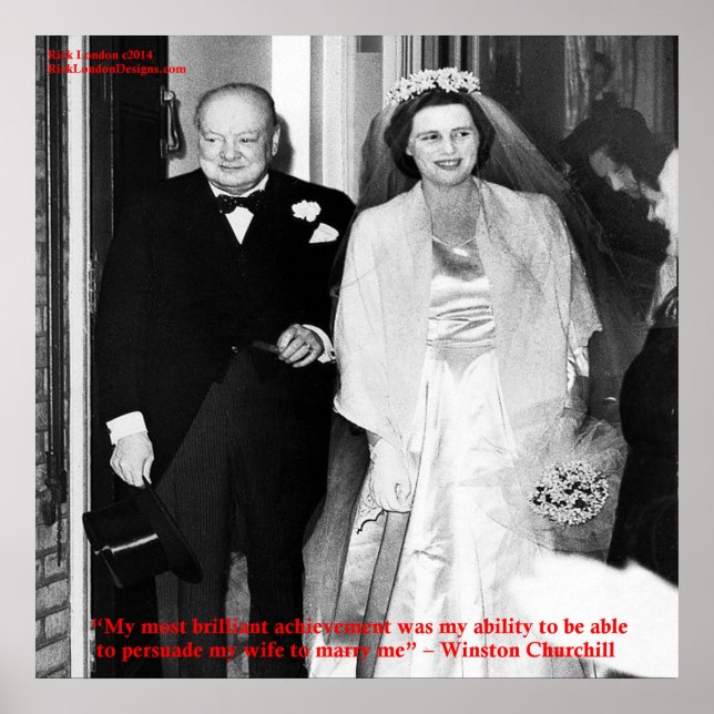Churchill & Berömd Citat Affisch Om Äktenskap (Framsidan)