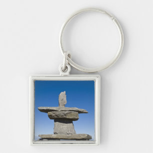 Churchill, Manitoba. Inukshuk Fyrkantig Silverfärgad Nyckelring