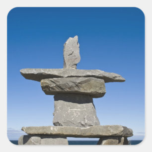 Churchill, Manitoba. Inukshuk Fyrkantigt Klistermärke