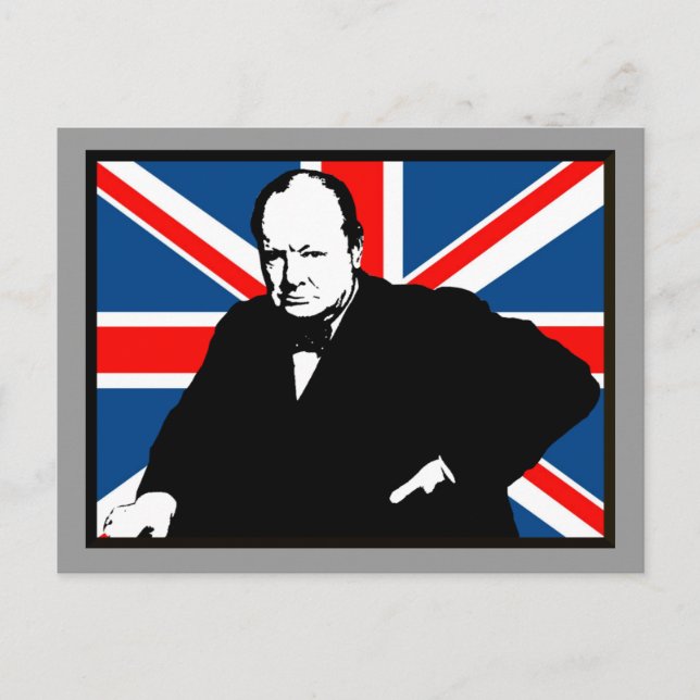 Churchill och Union Jack Vykort (Framsida)