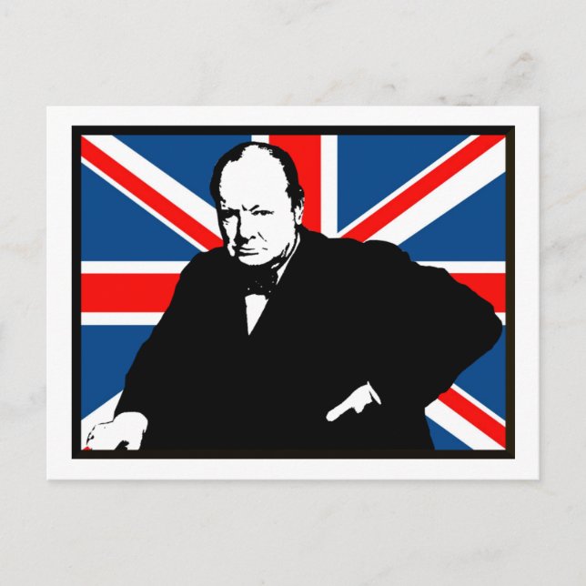 Churchill och Union Jack Vykort (Framsida)