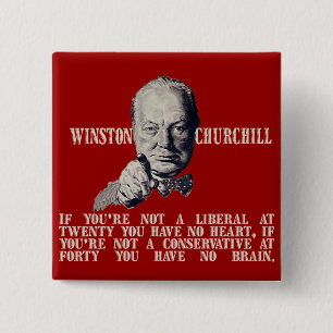 Churchill på konservativ och liberal person knapp