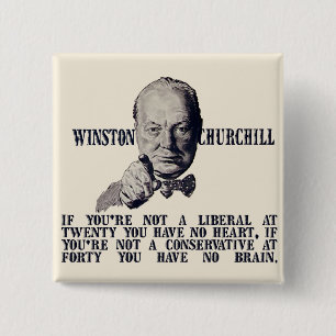 Churchill på konservativ och liberal person knapp