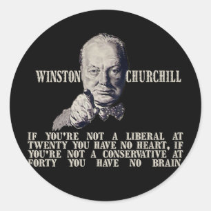 Churchill på konservativ och liberal person runt klistermärke
