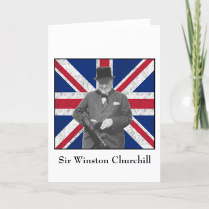 Churchill Posating with British Flagga Kort