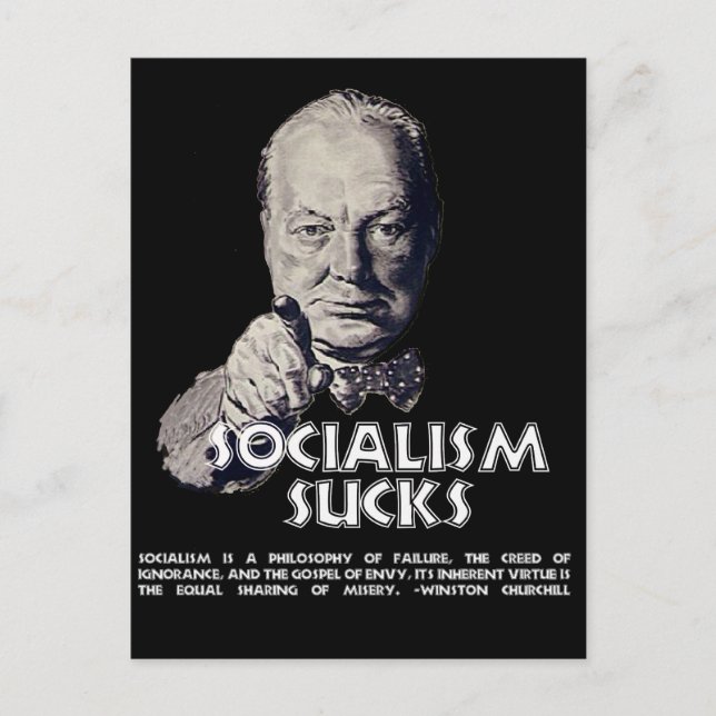 Churchill Quote: Socialism Sucks! Vykort (Framsida)