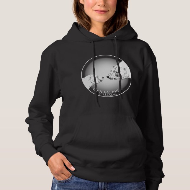 Churchill Souvenir Polar Bear Art Women's Hoodies T-shirt (Framsida)