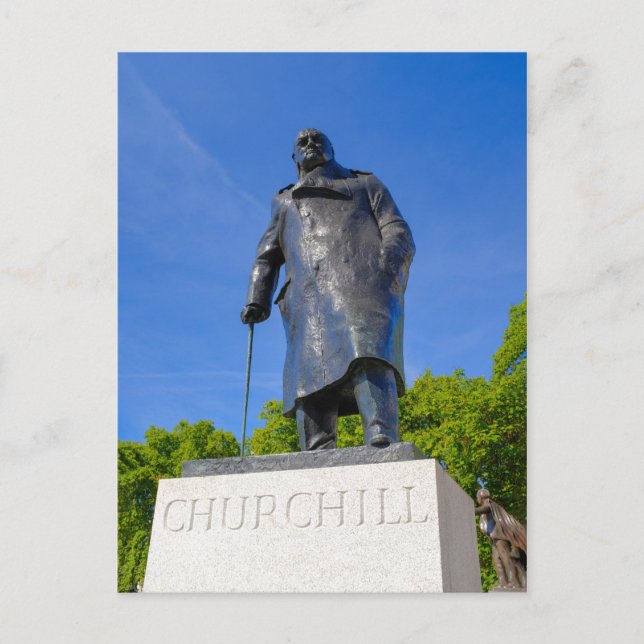 Churchill Statue, London UK Postcard Vykort (Framsida)