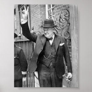 Churchill V undertecknar affischen Poster