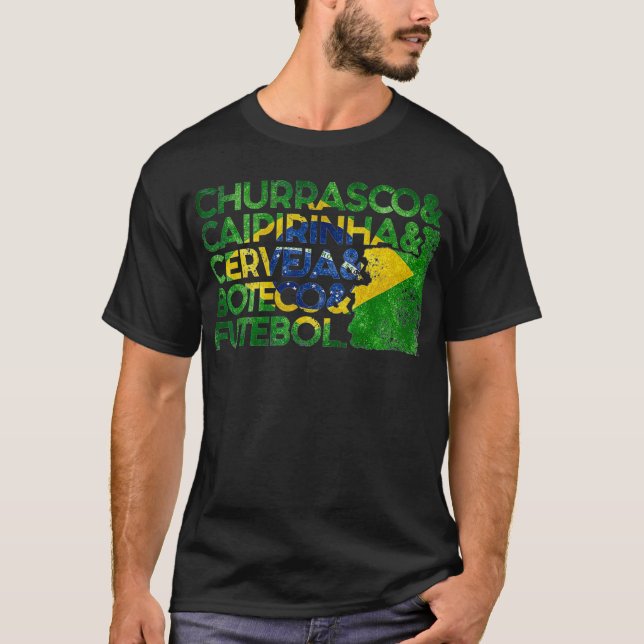 Churrasco Caipirinha Cerveja Boteco Futebol T Shirt (Framsida)
