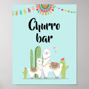 Churro Bar Snack Fiesta Llama Baby Shower-skylt Poster