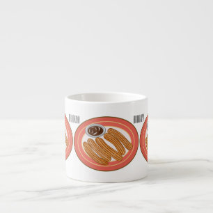 Churro tecknad illustration espressomugg