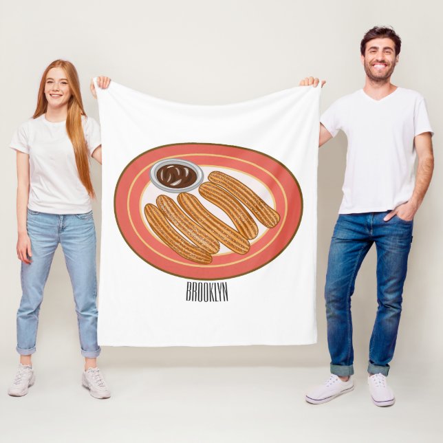 Churro tecknad illustration fleecefilt (På plats)