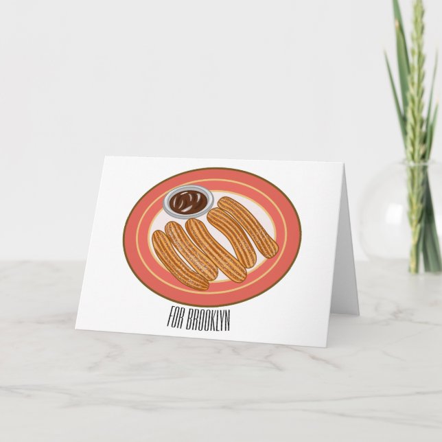 Churro tecknad illustration kort (Framsida)
