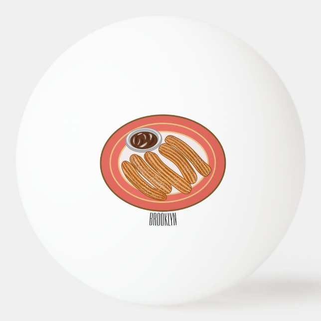 Churro tecknad illustration pingisboll (Framsidan)