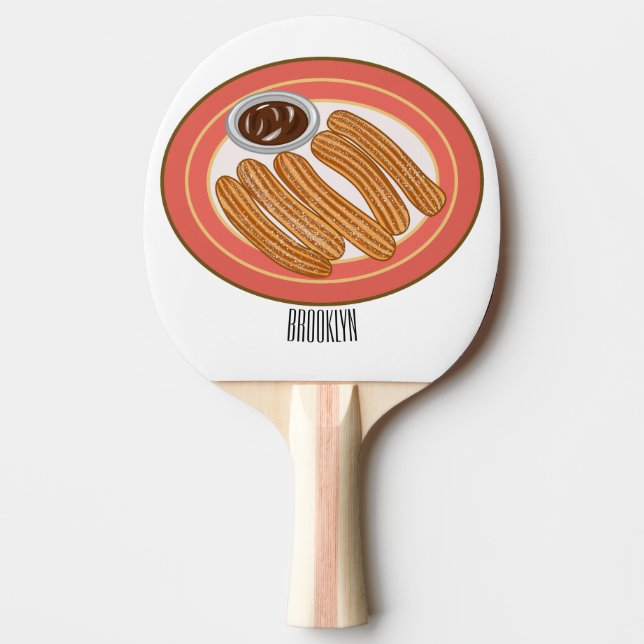 Churro tecknad illustration pingisracket (Framsidan)
