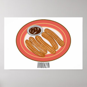 Churro tecknad illustration poster