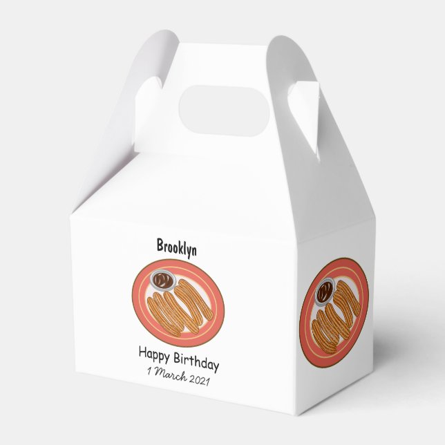 Churro tecknad illustration presentaskar (Framsidan Sidan)