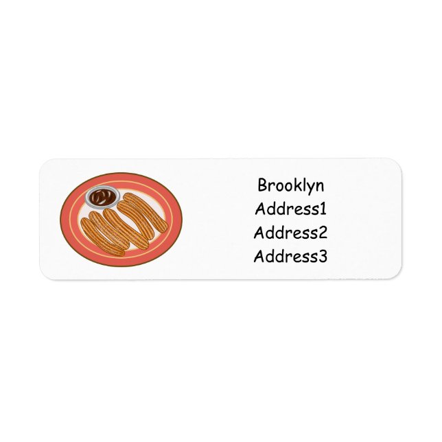 Churro tecknad illustration returadress etikett (Framsidan)