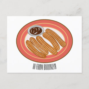 Churro tecknad illustration vykort