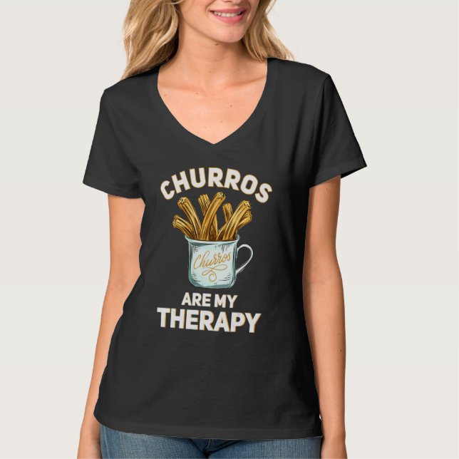 Churros are my Therapy  Churro Pastry T Shirt (Framsida)