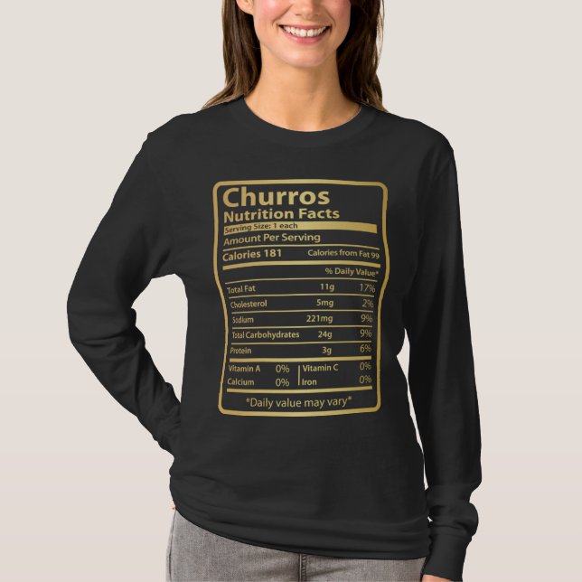Churros Nutrition Facts  Food for Thanksgiving T Shirt (Framsida)
