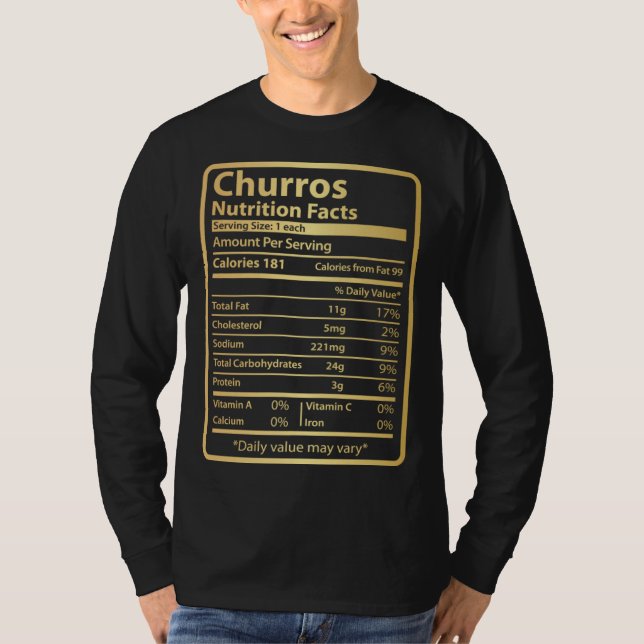 Churros Nutrition Facts  Food for Thanksgiving T Shirt (Framsida)